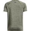 imageUnder Armour Boys Tech Split Logo Hybrid ShortSleeve TShirt392 Marine Od Green   Black