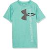 imageUnder Armour Boys Tech Split Logo Hybrid ShortSleeve TShirt508 Birdie Green   Black