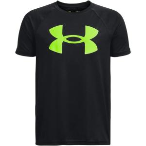 imageUnder Armour Boys Tech Big Logo Short Sleeve TShirt004 Black   Lime Surge