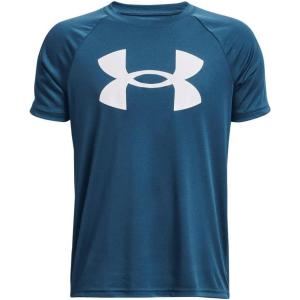 imageUnder Armour Boys Tech Big Logo Short Sleeve TShirt437 Petrol Blue   White