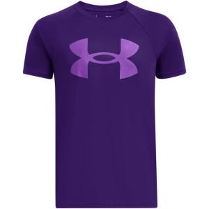 imageUnder Armour Boys Tech Big Logo Short Sleeve TShirt500 Purple   Lavish