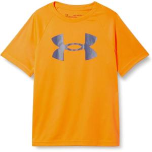 imageUnder Armour Boys Tech Big Logo Short Sleeve TShirtBlaze Orange 826Utility Blue