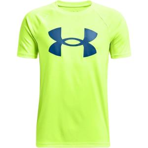 imageUnder Armour Boys Tech Big Logo Short Sleeve TShirtHighvis Yellow 733Cruise Blue