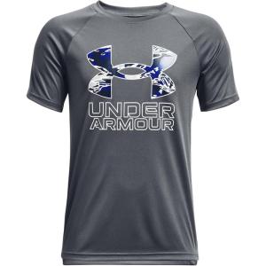 imageUnder Armour Boys Tech Hybrid Printed Fill ShortSleeve TShirtPitch Gray 014White