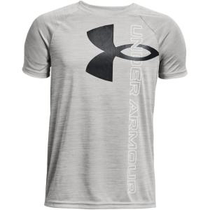 imageUnder Armour Boys Tech Split Logo Hybrid ShortSleeve TShirt558 Tin   Black