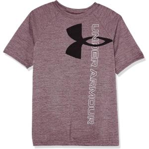 imageUnder Armour Boys Tech Split Logo Hybrid ShortSleeve TShirt603 Dark Maroon Light Heather   White