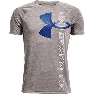 imageUnder Armour Boys Tech Split Logo Hybrid ShortSleeve TShirtConcrete 066Royal