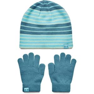 imageUnder Armour Girls Beanie Glove ComboSky Blue 914Blue Flannel