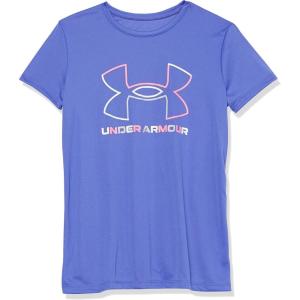 imageUnder Armour Girls Tech Big Logo Short Sleeve TShirt184 Brilliant Violet   Pink Punk