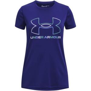 imageUnder Armour Girls Tech Big Logo Short Sleeve TShirt468 Sonar Blue  Nebula Purple  Glacier Blue