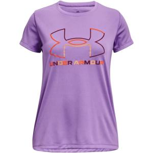 imageUnder Armour Girls Tech Big Logo Short Sleeve TShirt562 Digi Purple  Charged Cherry  After Burn