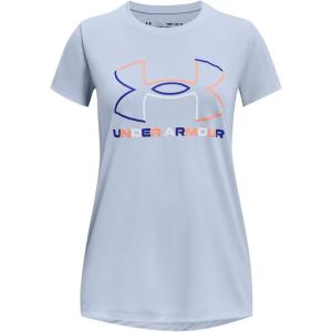 imageUnder Armour Girls Tech Big Logo Short Sleeve TShirt706 Oxford Blue   Afterglow