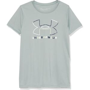 imageUnder Armour Girls Tech Big Logo Short Sleeve TShirt781 Opal Green   Midnight Navy
