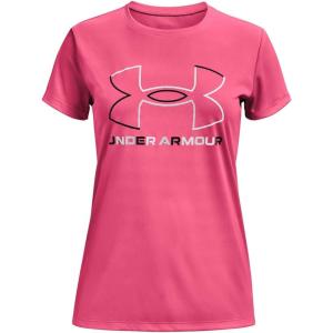 imageUnder Armour Girls Tech Big Logo Short Sleeve TShirtCerise 653Black