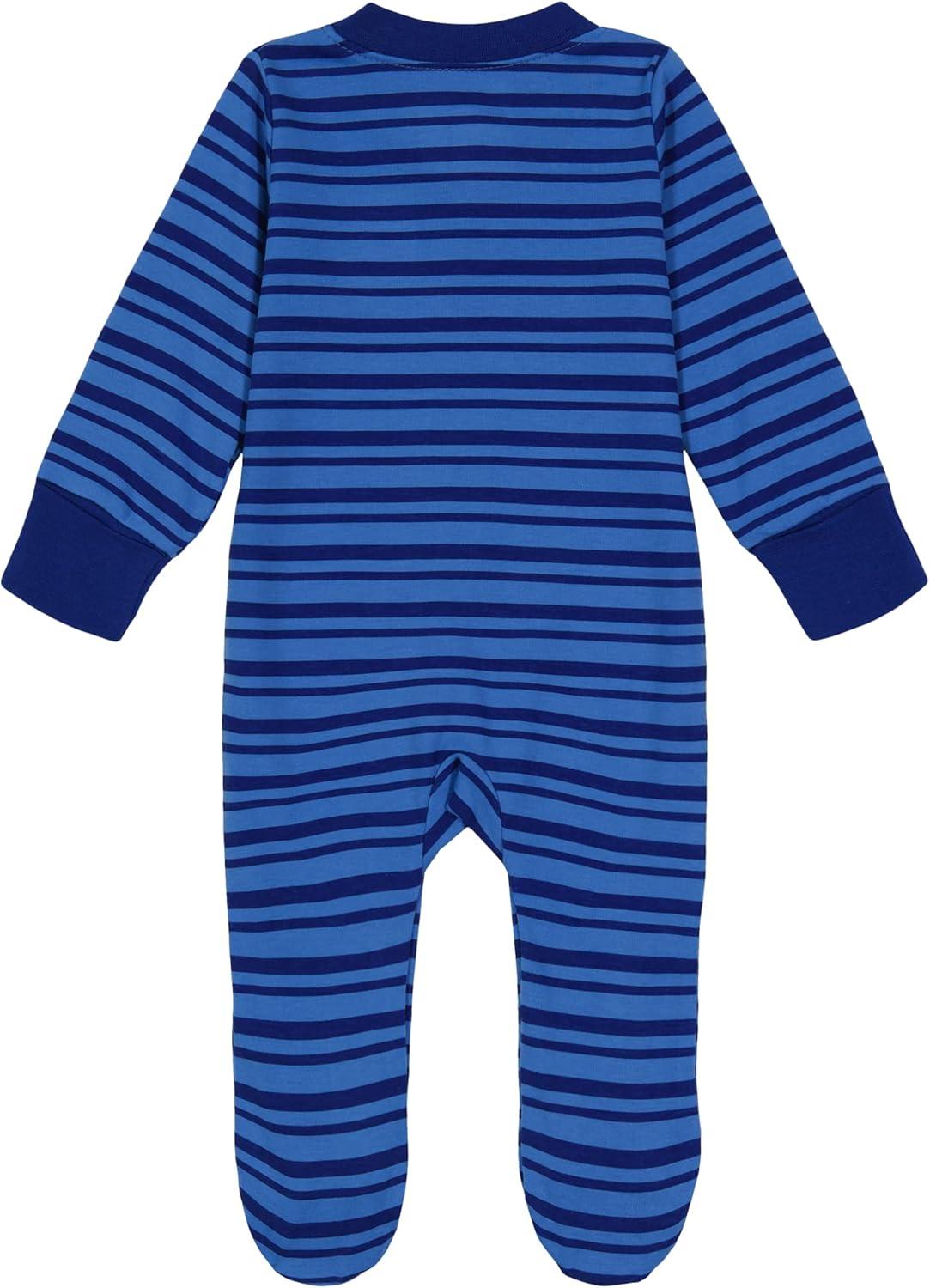imageUnder Armour Baby Boys Coverall Footie Zipup Closure Logo ampamp Printed DesignsPicasso Blue Stripe