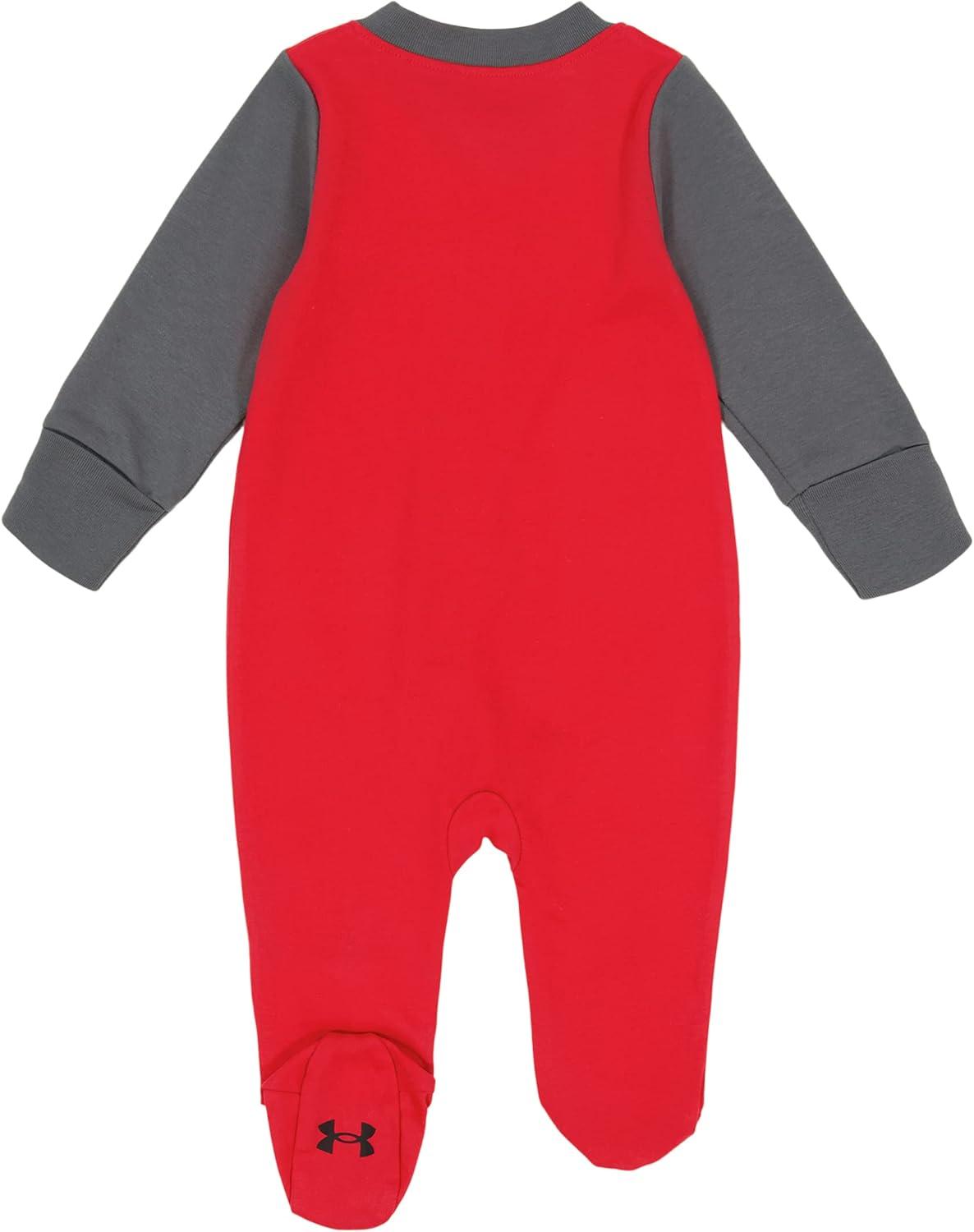 imageUnder Armour Baby Boys Coverall Footie Zipup Closure Logo ampamp Printed DesignsRed Raglan