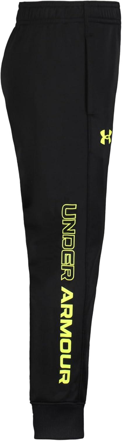 imageUnder Armour Boys Brawler Joggers Sweatpants with Elastic Waistband ampamp Pant Leg Logo DesignBlackYellow