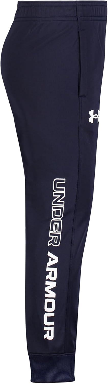 imageUnder Armour Boys Brawler Joggers Sweatpants with Elastic Waistband ampamp Pant Leg Logo DesignNavyWhite
