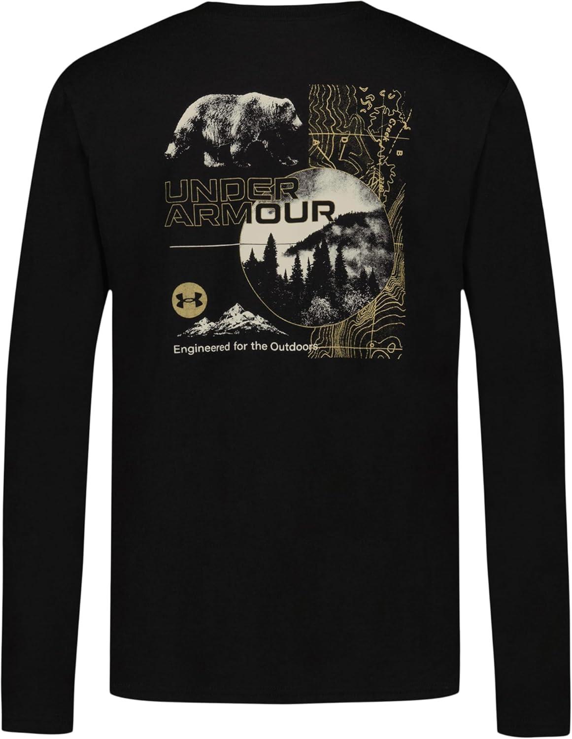 imageUnder Armour Boys Outdoor Long Sleeve Tee Stylish Crew Neckline Cute Full FitBlack
