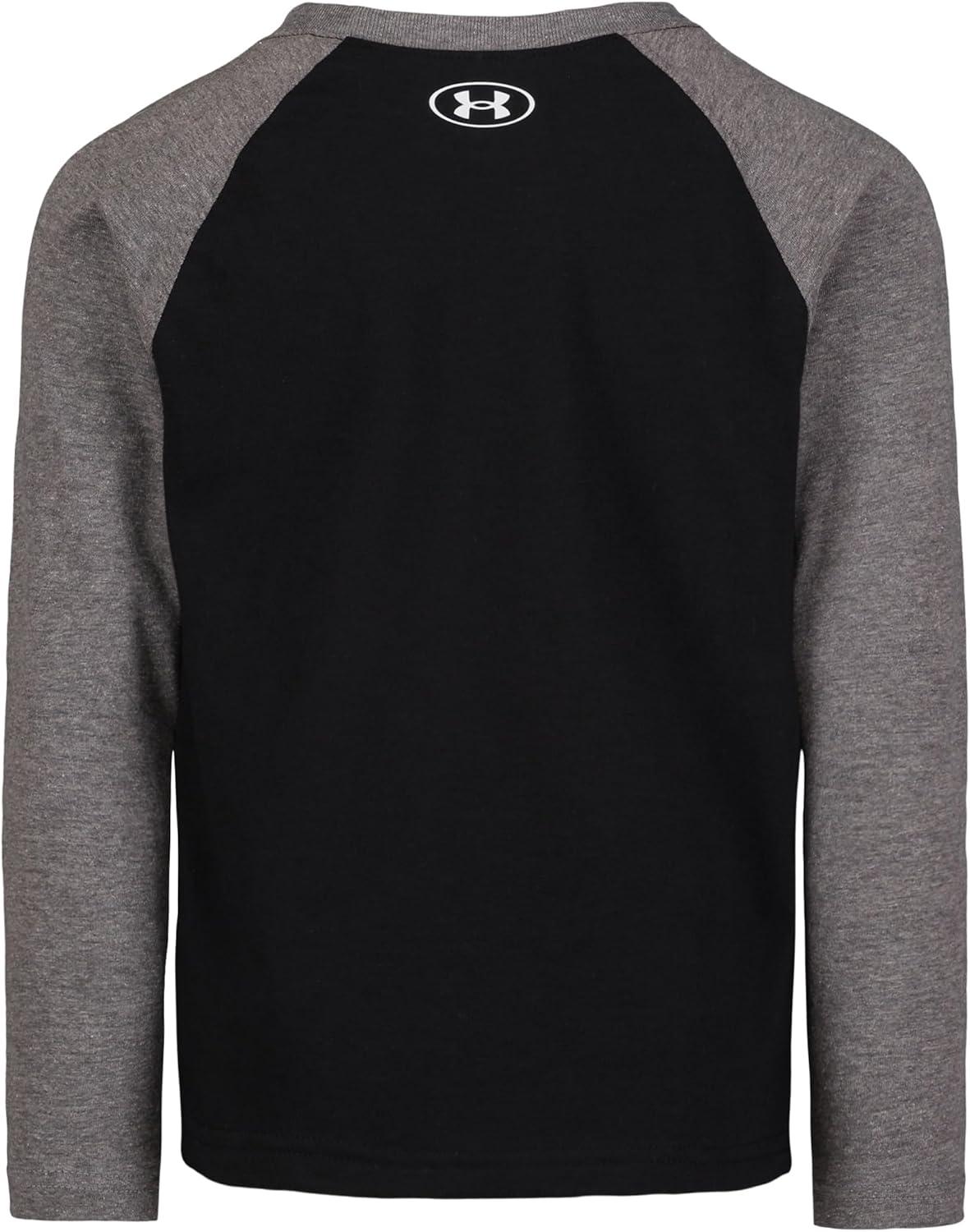 imageUnder Armour Boys Outdoor Long Sleeve Tee Stylish Crew Neckline Cute Full FitBlack Collegiate Logo