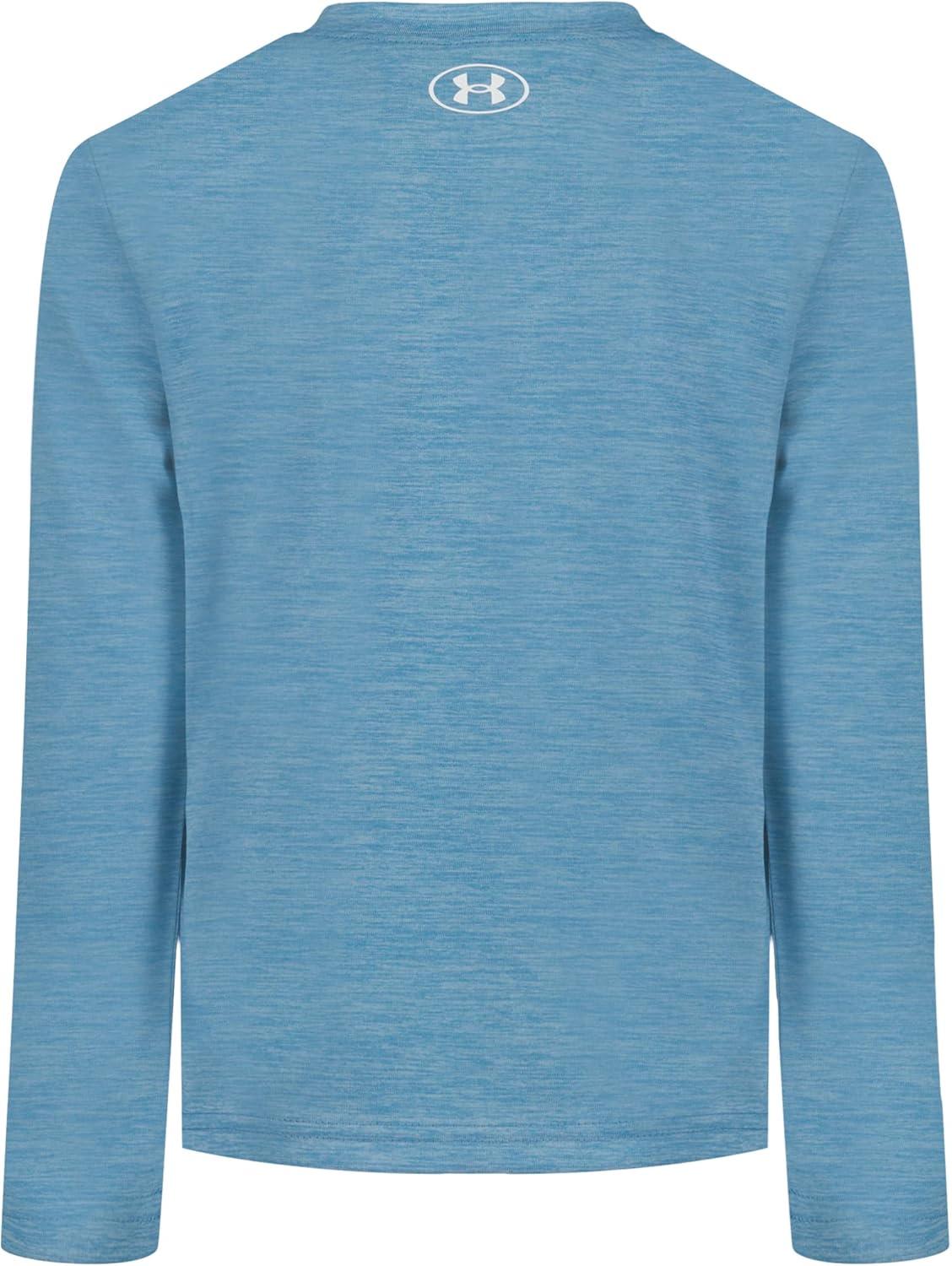 imageUnder Armour Boys Outdoor Long Sleeve Tee Stylish Crew Neckline Cute Full FitBlue Smoke Core Logo Fill