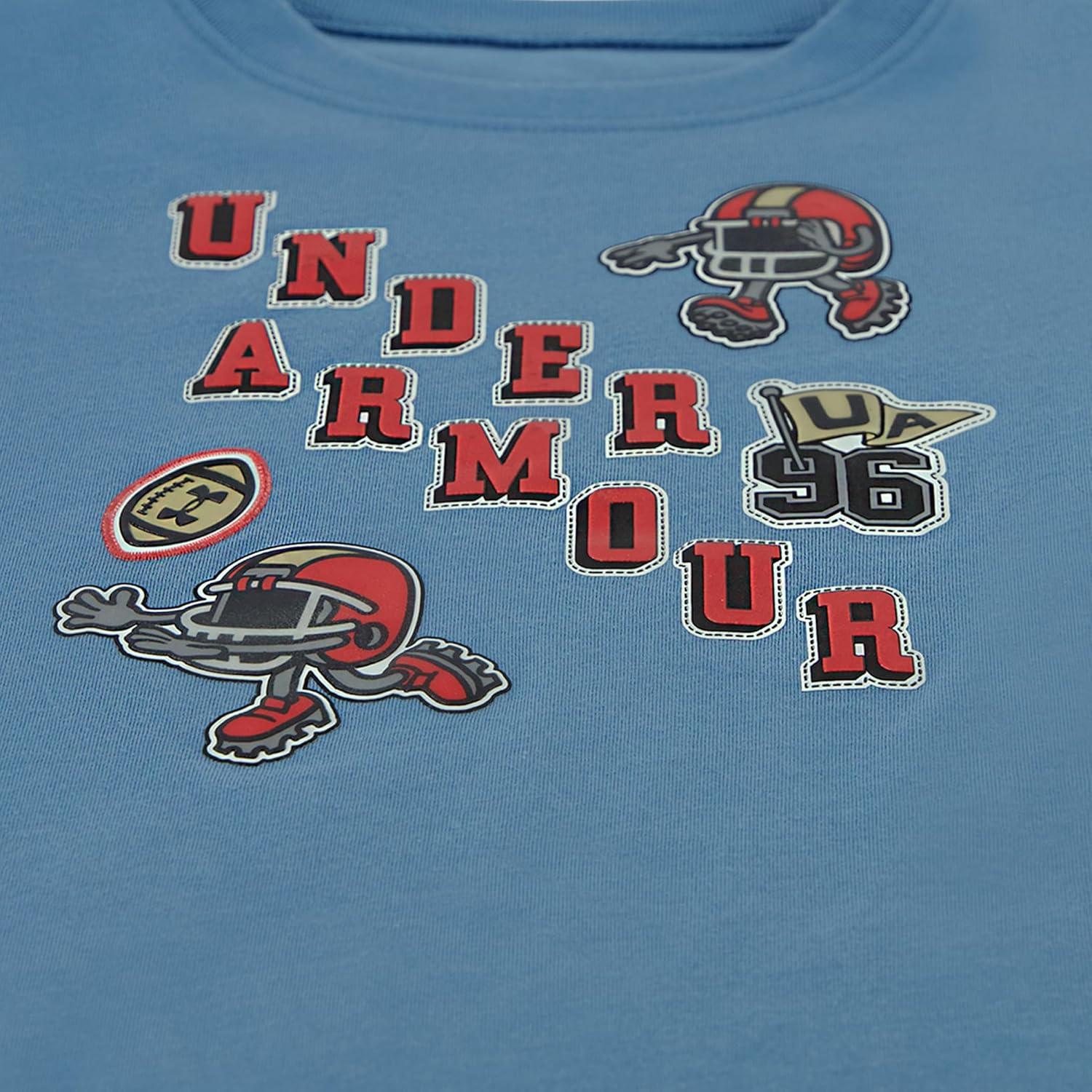 imageUnder Armour Boys Outdoor Long Sleeve Tee Stylish Crew Neckline Cute Full FitBlue Smoke Football Graphic Tee