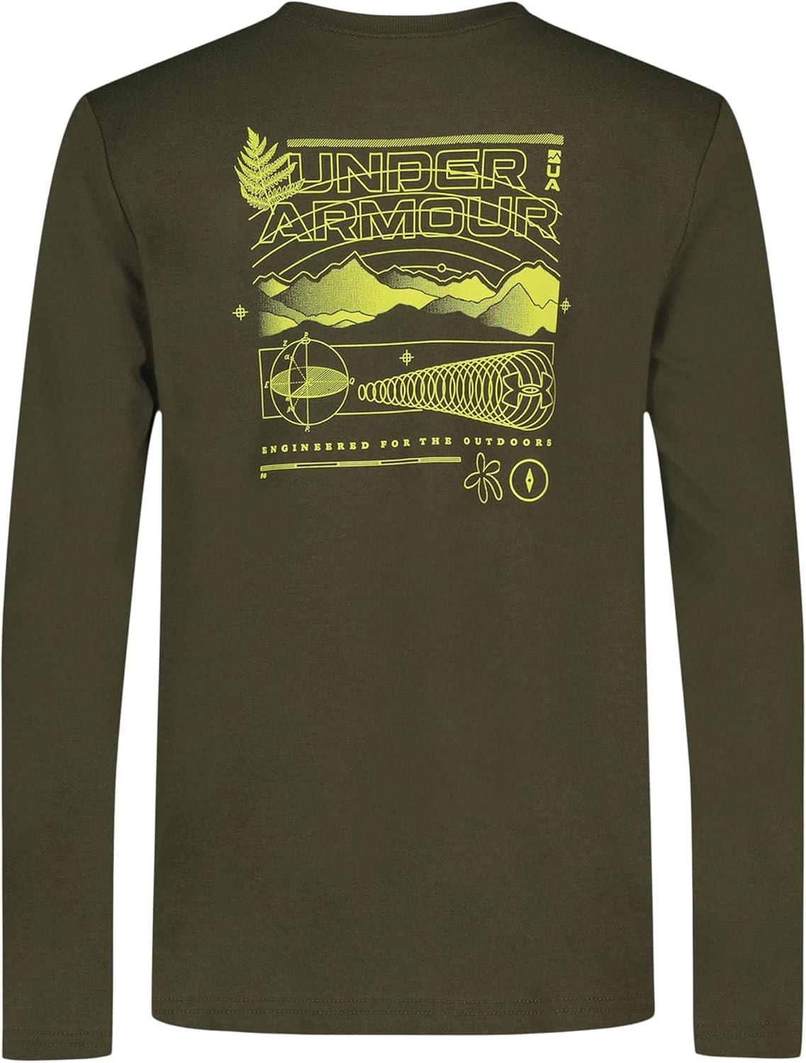 imageUnder Armour Boys Outdoor Long Sleeve Tee Stylish Crew Neckline Cute Full FitExpedition Green FrontBack Tee