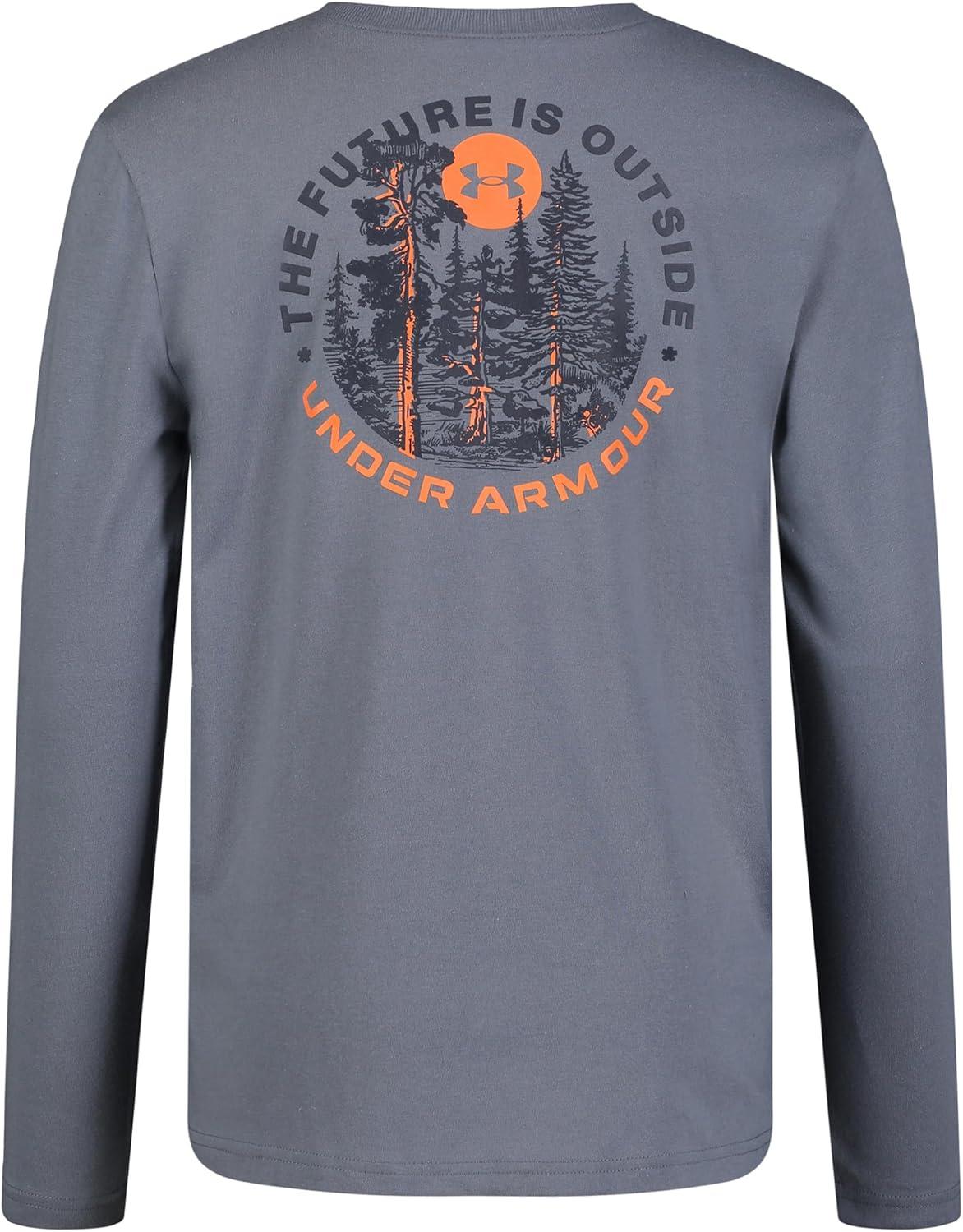 imageUnder Armour Boys Outdoor Long Sleeve Tee Stylish Crew Neckline Cute Full FitFuture Gravel