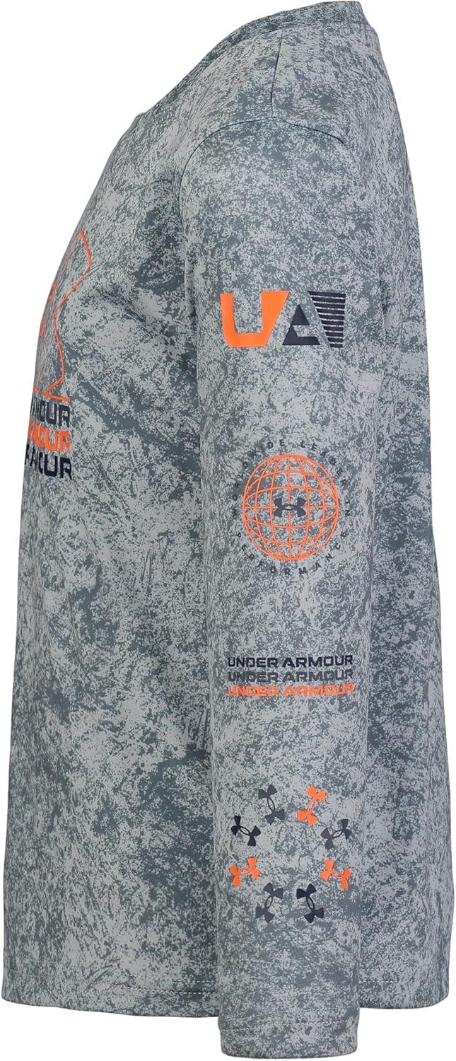 imageUnder Armour Boys Outdoor Long Sleeve Tee Stylish Crew Neckline Cute Full FitGravel Wash
