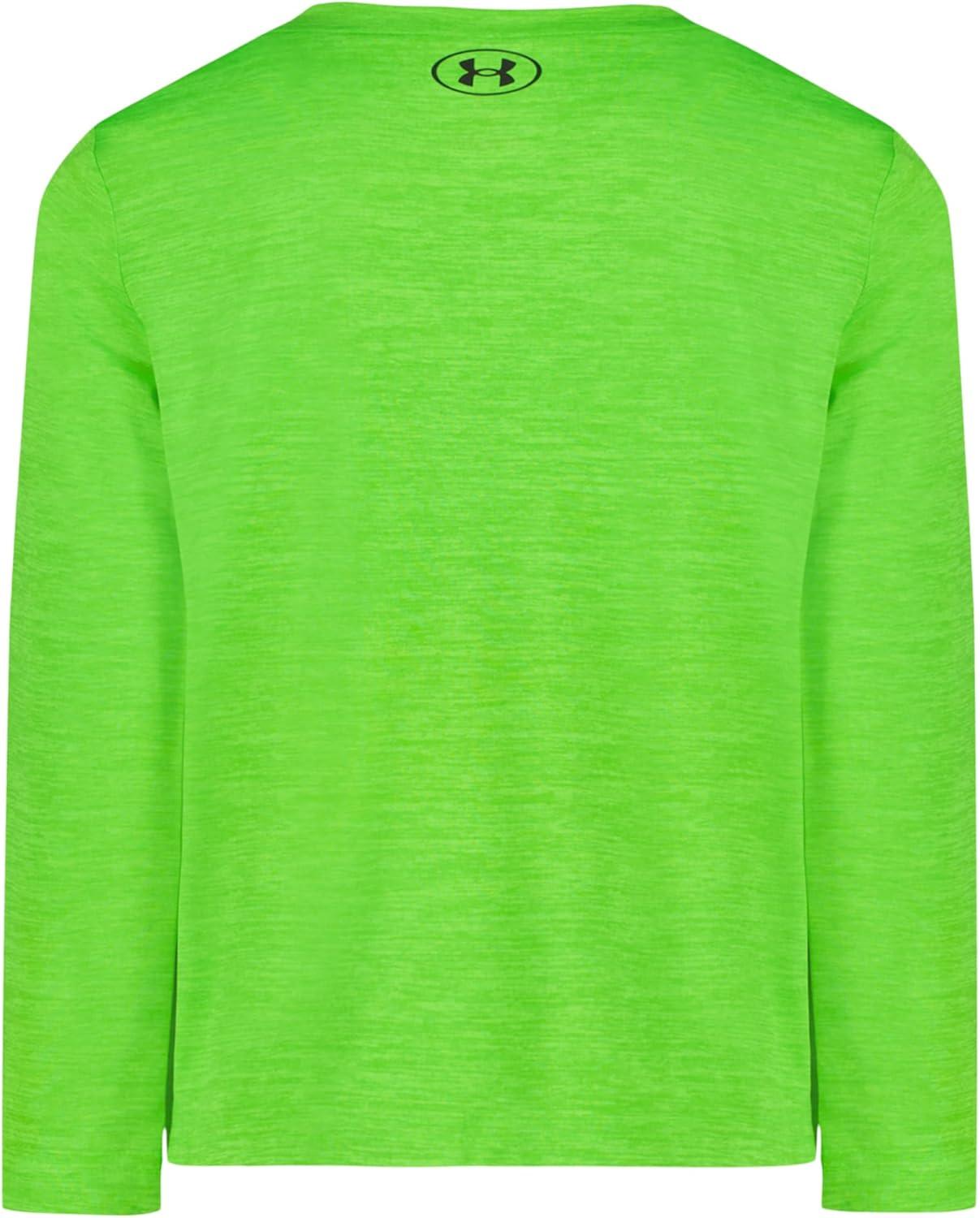 imageUnder Armour Boys Outdoor Long Sleeve Tee Stylish Crew Neckline Cute Full FitHyper Green Twist Tech Logo Frame