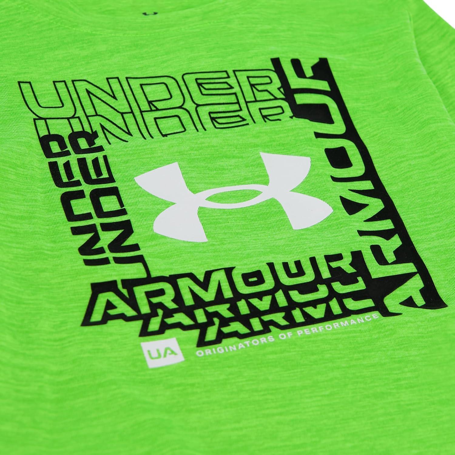 imageUnder Armour Boys Outdoor Long Sleeve Tee Stylish Crew Neckline Cute Full FitHyper Green Twist Tech Logo Frame