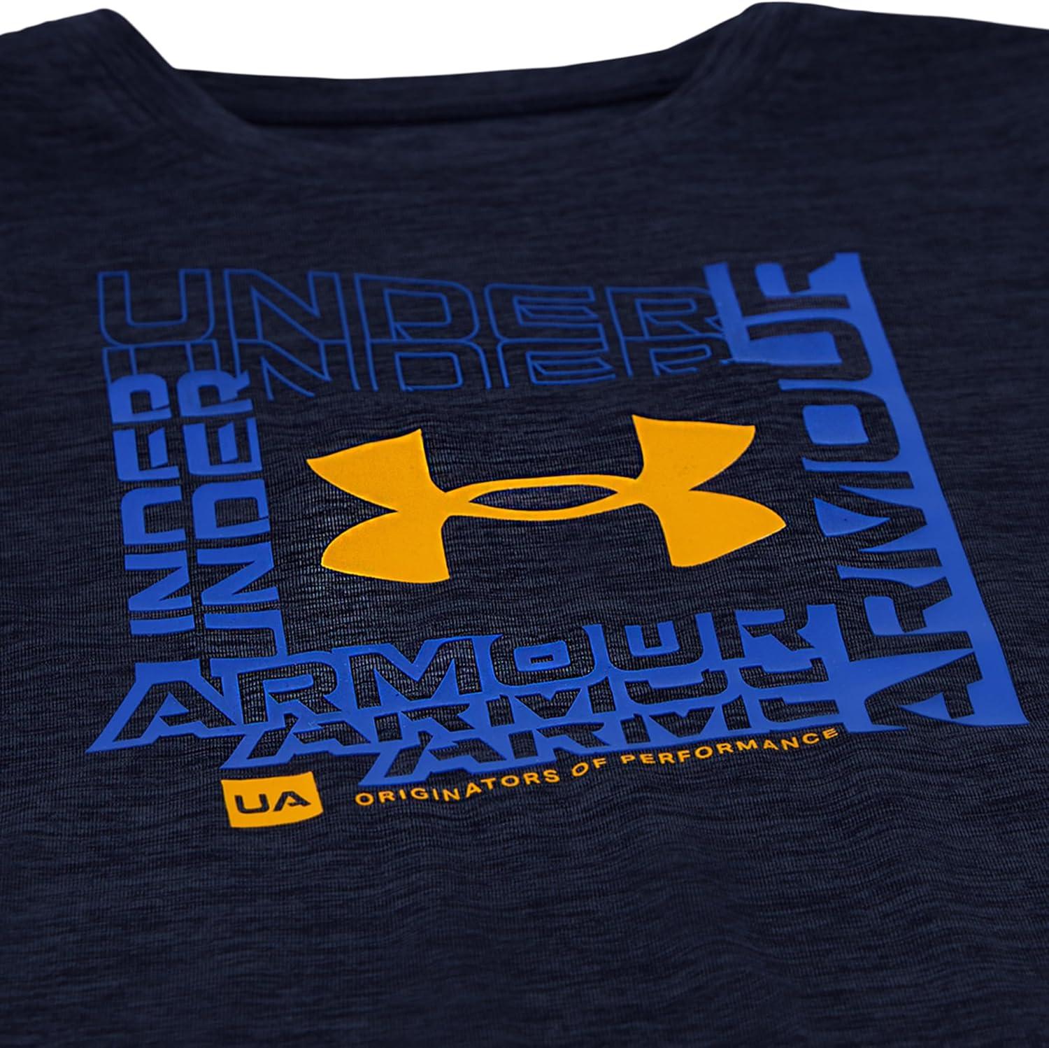 imageUnder Armour Boys Outdoor Long Sleeve Tee Stylish Crew Neckline Cute Full FitMidnight Navy Twist Tech Logo Frame