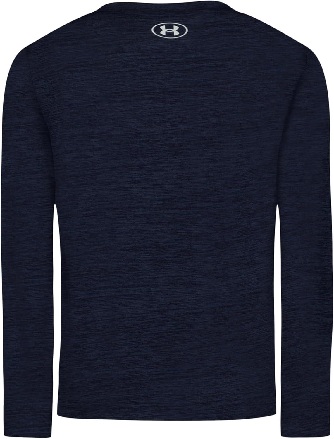 imageUnder Armour Boys Outdoor Long Sleeve Tee Stylish Crew Neckline Cute Full FitMidnight Navy Twist Tech Logo Frame