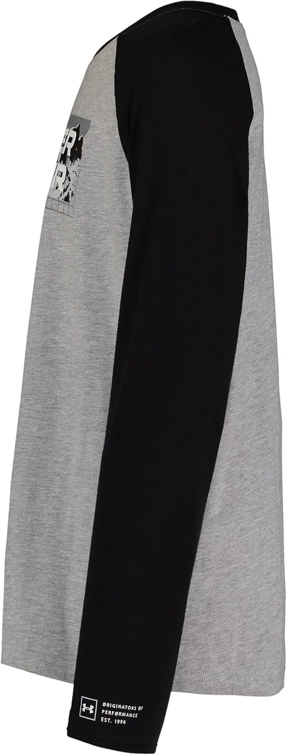imageUnder Armour Boys Outdoor Long Sleeve Tee Stylish Crew Neckline Cute Full FitMod Gray Wordmark
