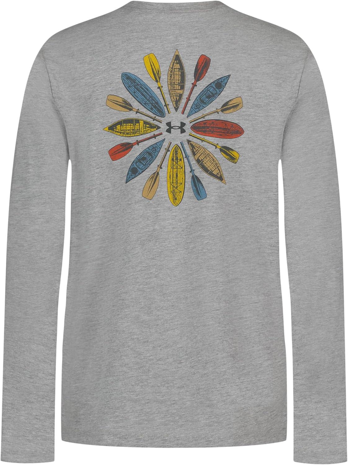 imageUnder Armour Boys Outdoor Long Sleeve Tee Stylish Crew Neckline Cute Full FitMod Grey FrontBack Canoes