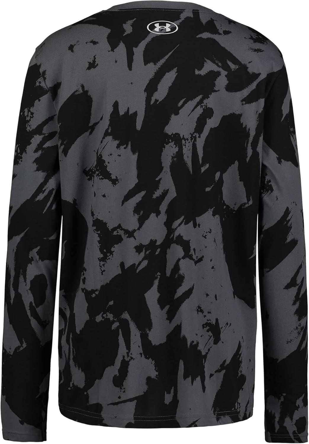 imageUnder Armour Boys Outdoor Long Sleeve Tee Stylish Crew Neckline Cute Full FitPitch Gray Plume Wave