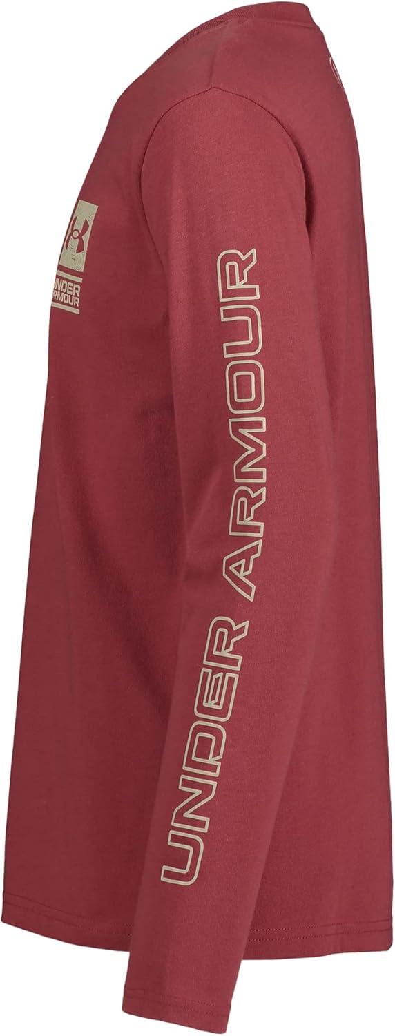 imageUnder Armour Boys Outdoor Long Sleeve Tee Stylish Crew Neckline Cute Full FitStadium Red Topo
