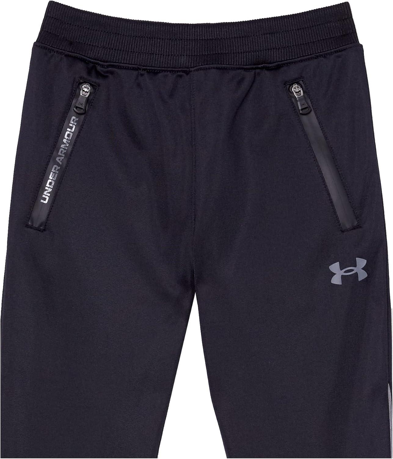 imageUnder Armour Boys Pennant Tapered Track Pants Jogger Style Sweatpants with Zipper PocketsBlack  Core