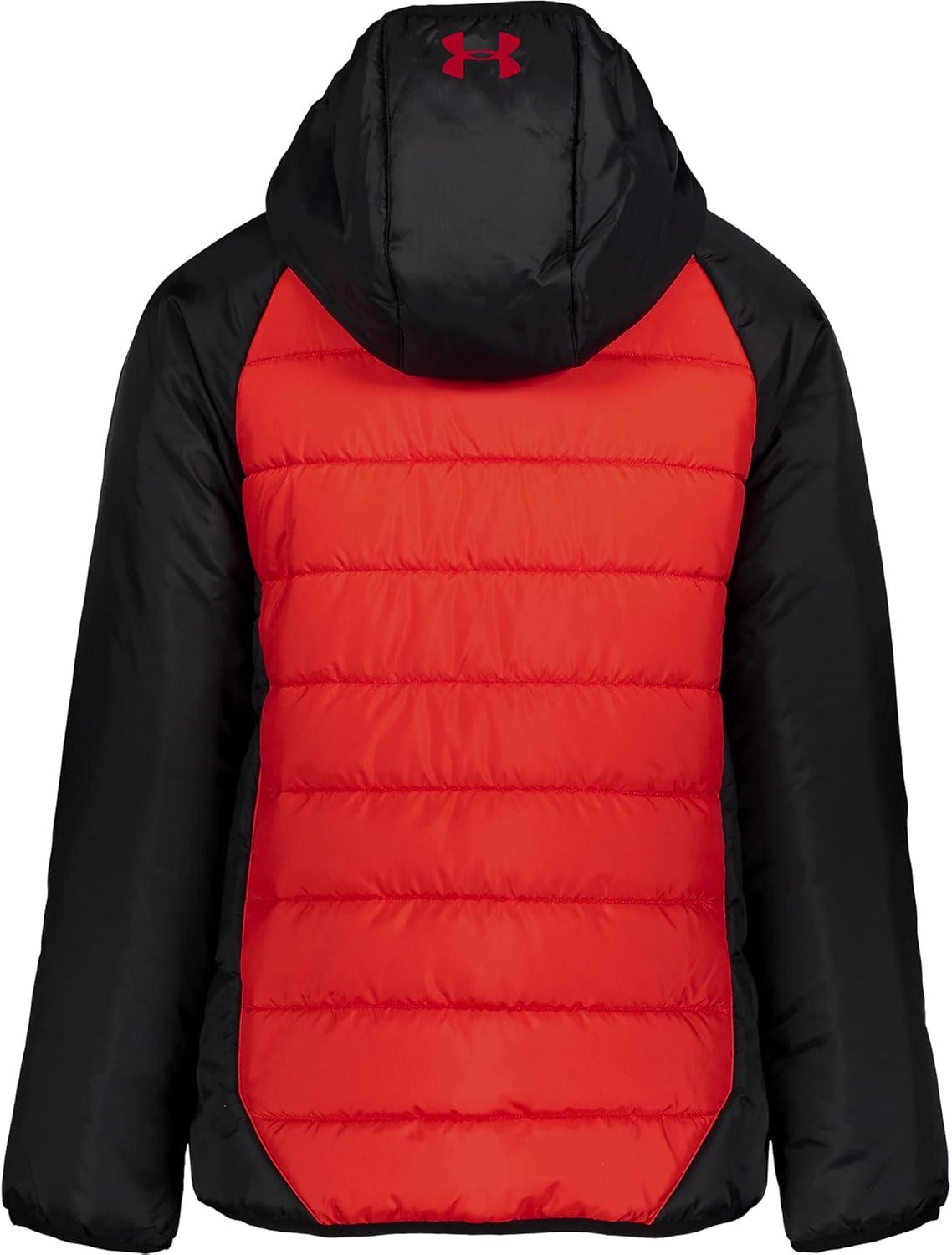 imageUnder Armour Boys Pronto Puffer Jacket MidWeight Zip Up Closure Repels WaterRed