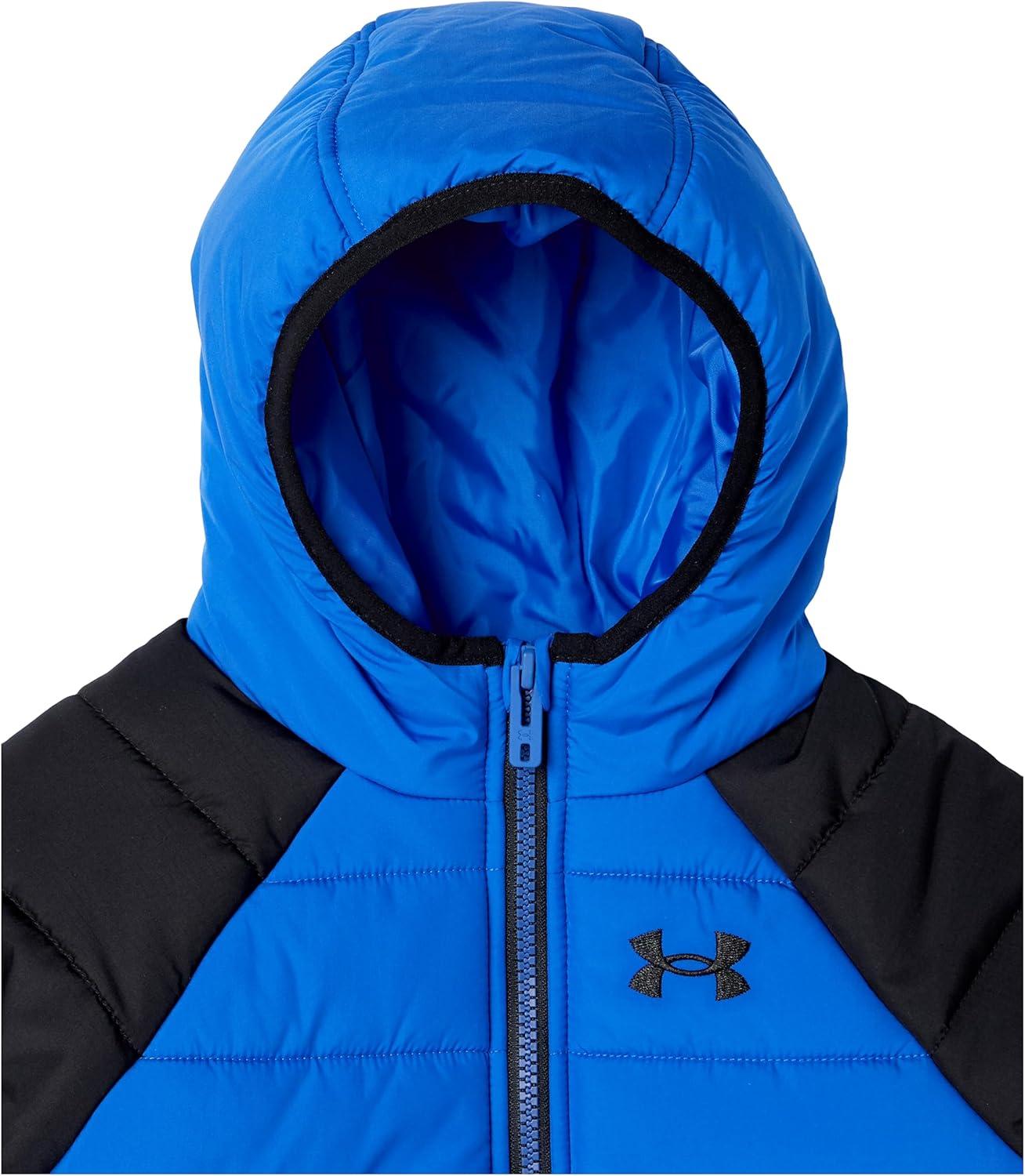 imageUnder Armour Boys Pronto Puffer Jacket MidWeight Zip Up Closure Repels WaterTeam Royal Raglan