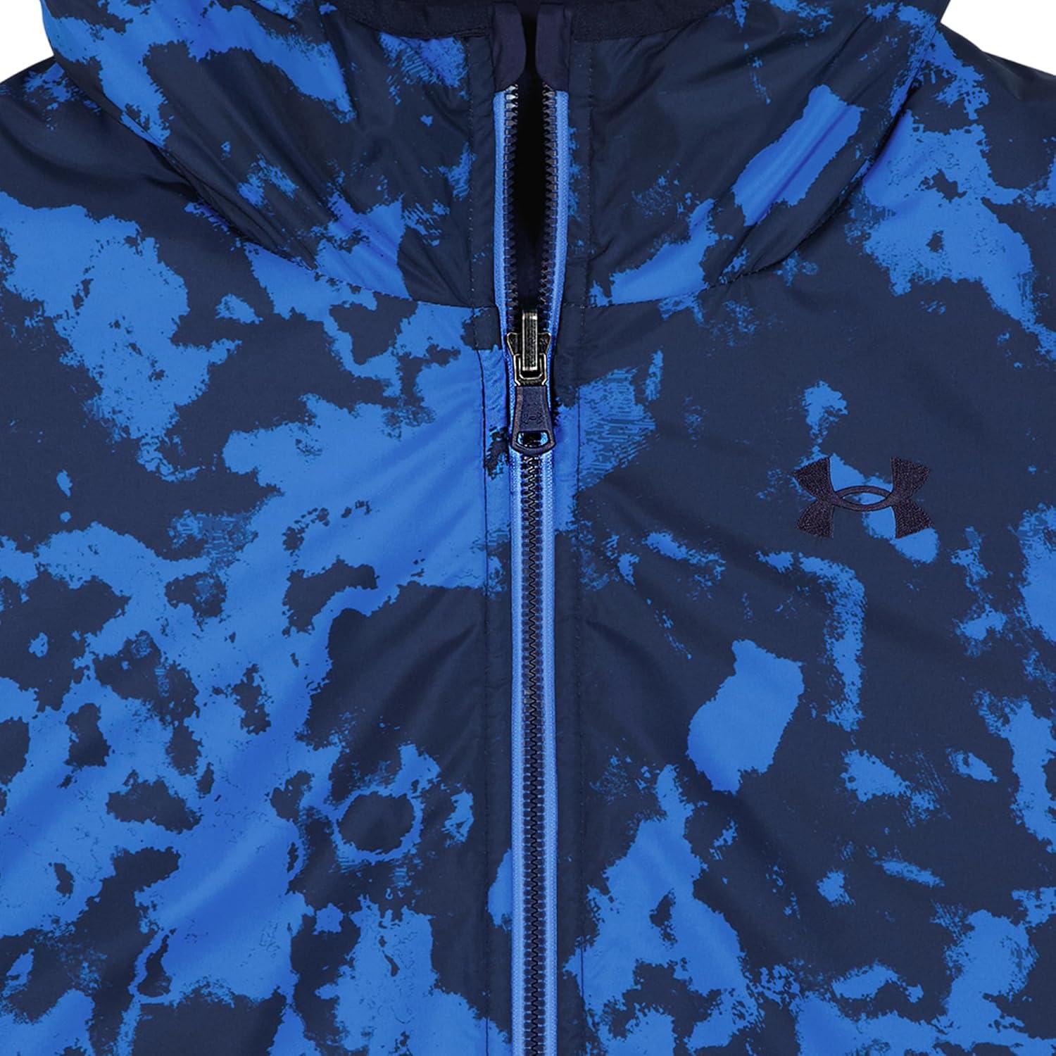 imageUnder Armour Boys Pronto Puffer Jacket MidWeight Zip Up Closure Repels WaterWashed Navy Reversible