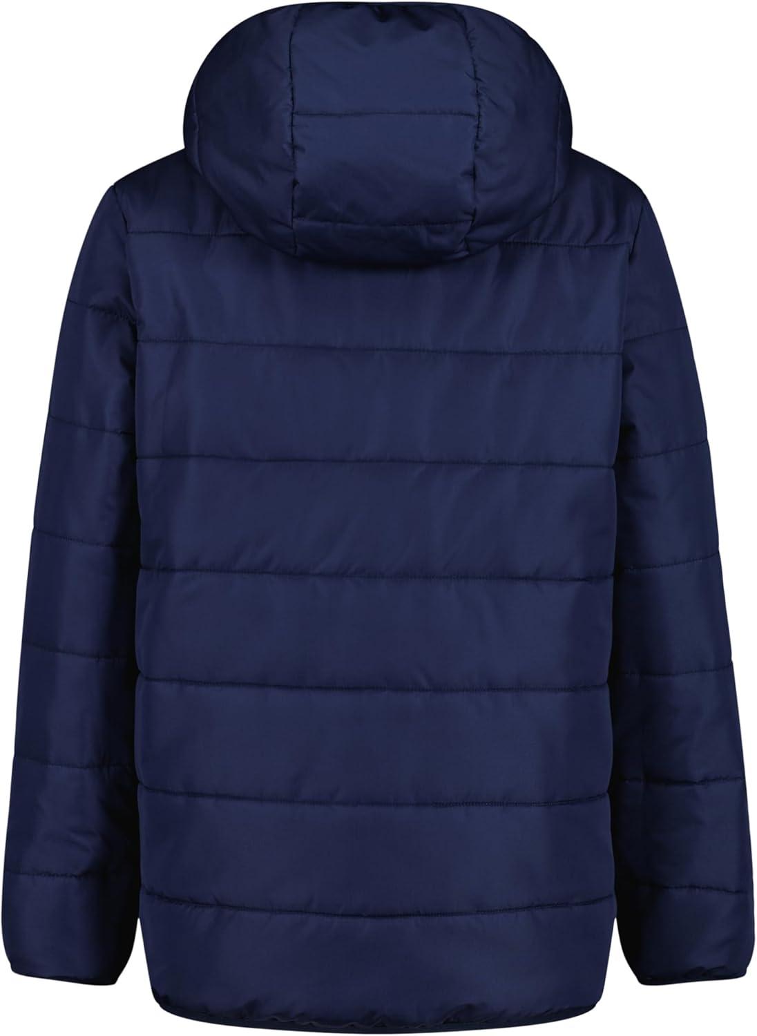 imageUnder Armour Boys Pronto Puffer Jacket MidWeight Zip Up Closure Repels WaterWashed Navy Reversible
