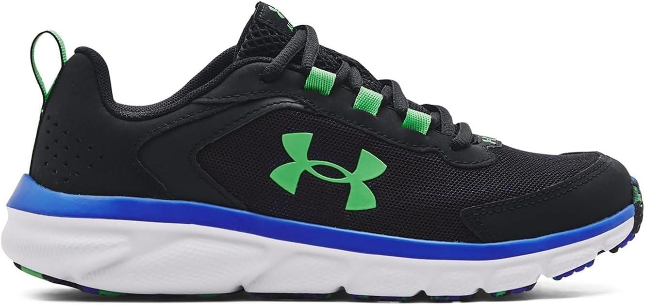 imageUnder Armour UnisexBaby Grade School Assert 9 Running Shoe005 BlackVersa BlueExtreme Green