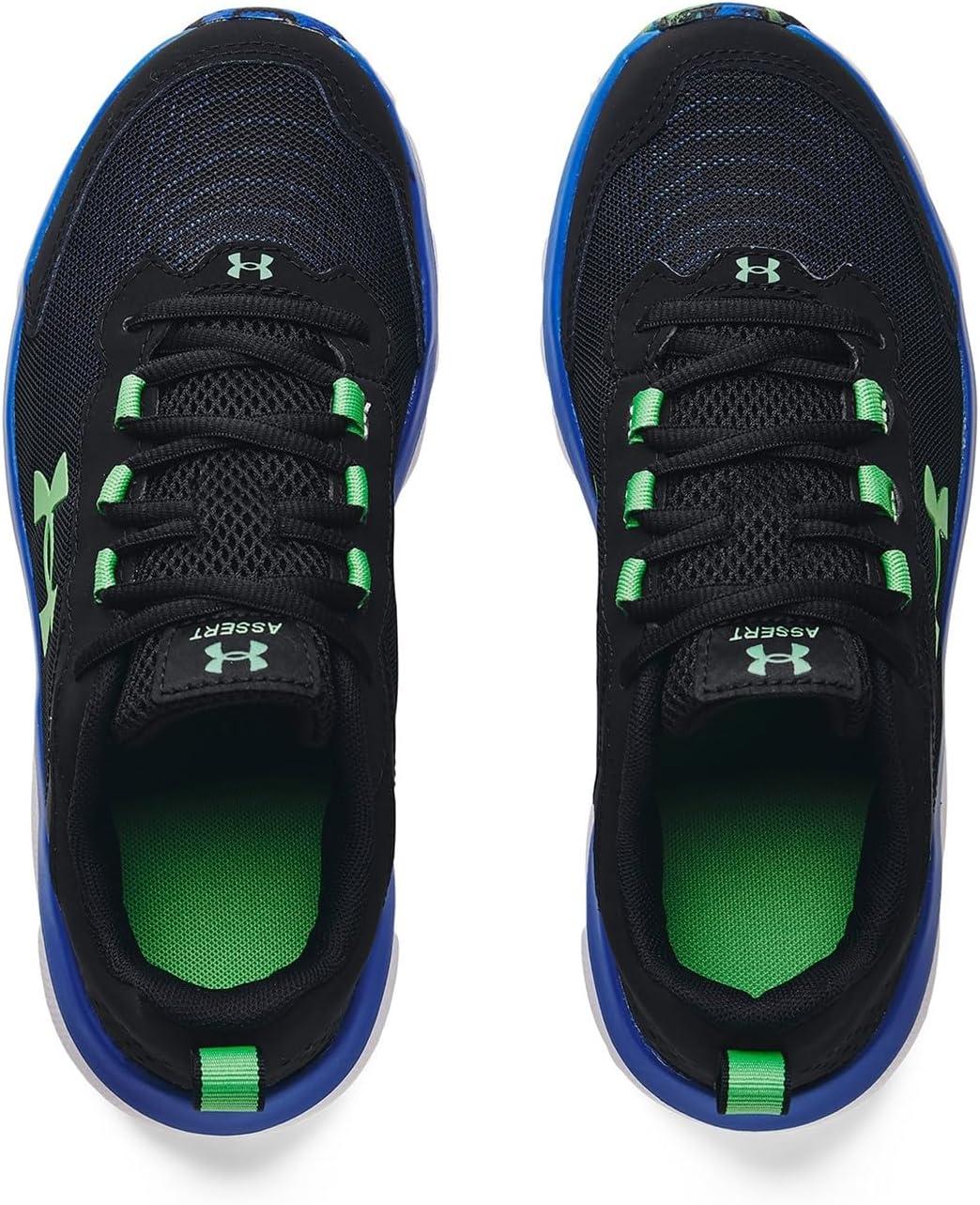 imageUnder Armour UnisexBaby Grade School Assert 9 Running Shoe005 BlackVersa BlueExtreme Green