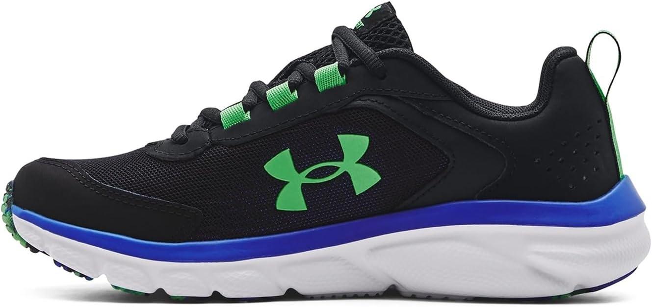 imageUnder Armour UnisexBaby Grade School Assert 9 Running Shoe005 BlackVersa BlueExtreme Green