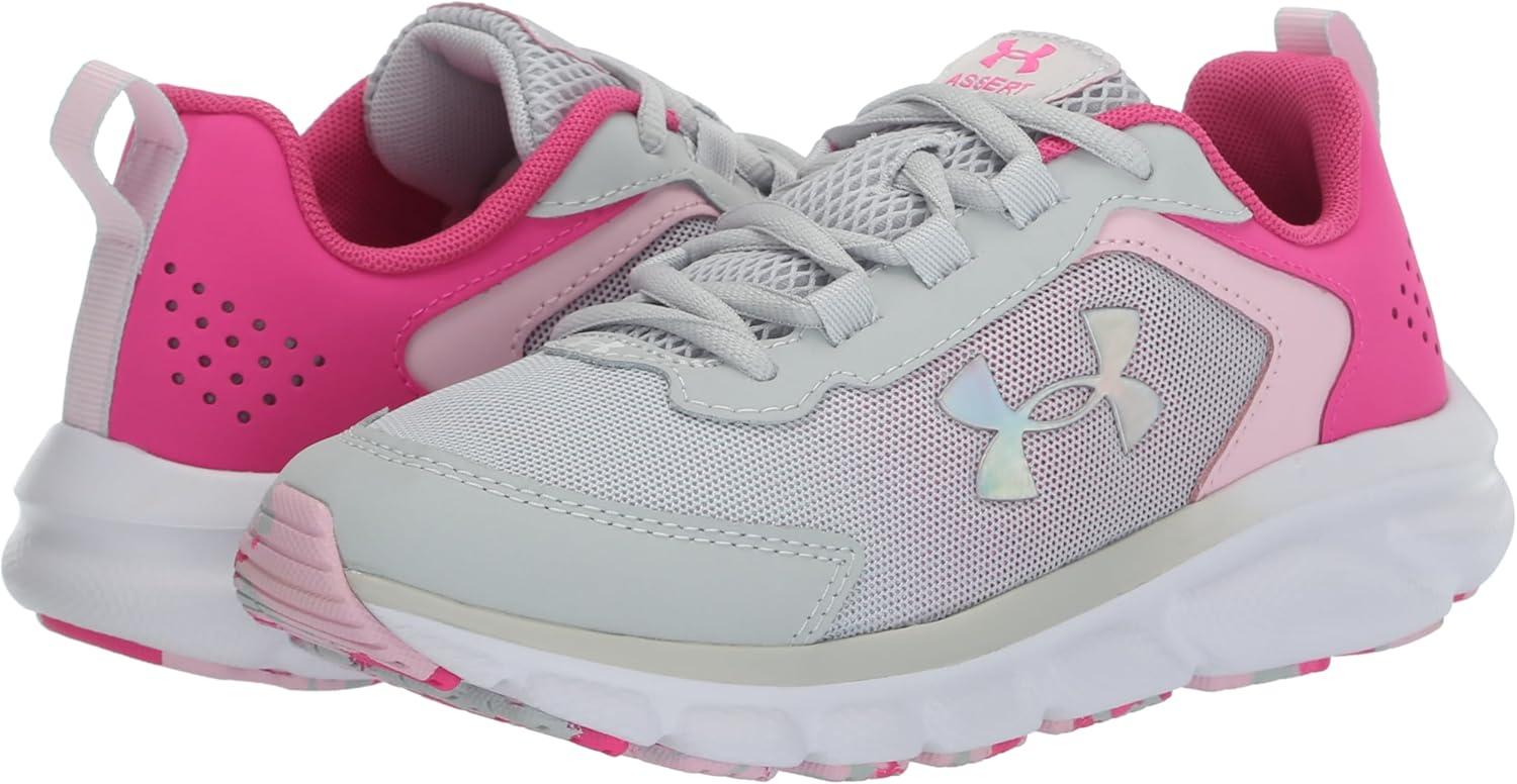 imageUnder Armour UnisexBaby Grade School Assert 9 Running Shoe104 Halo GrayRebel PinkIridescent
