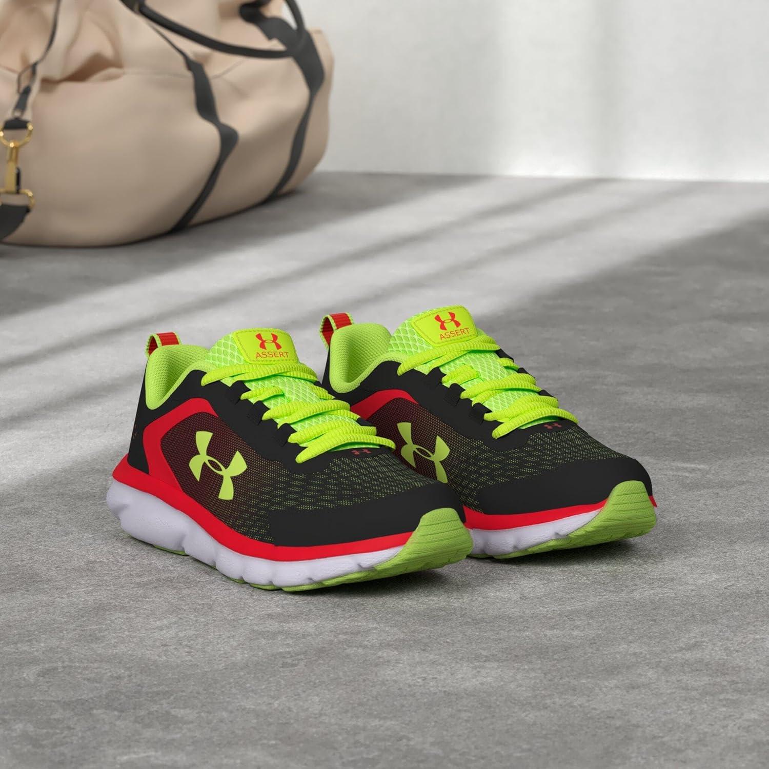 imageUnder Armour UnisexBaby Grade School Assert 9 Running ShoeBlack 001Quirky Lime