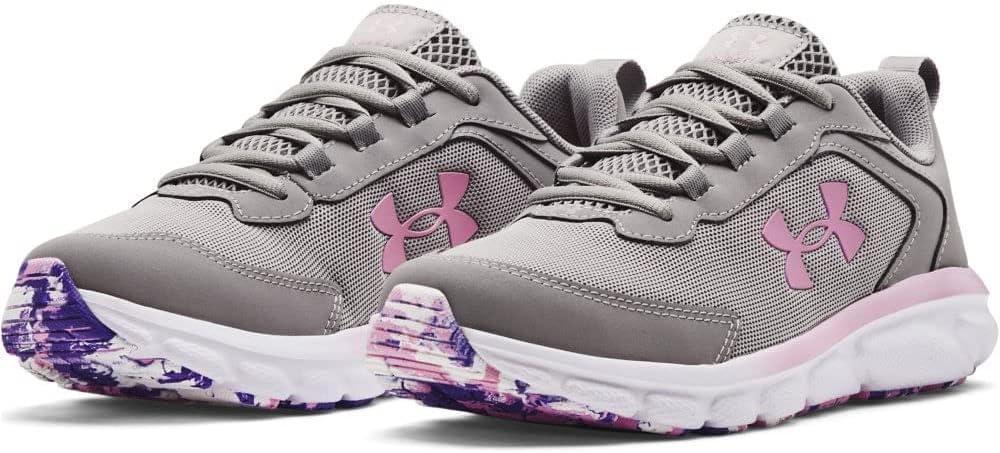 imageUnder Armour UnisexBaby Grade School Assert 9 Running ShoeGray Wolf 100Pacific Purple