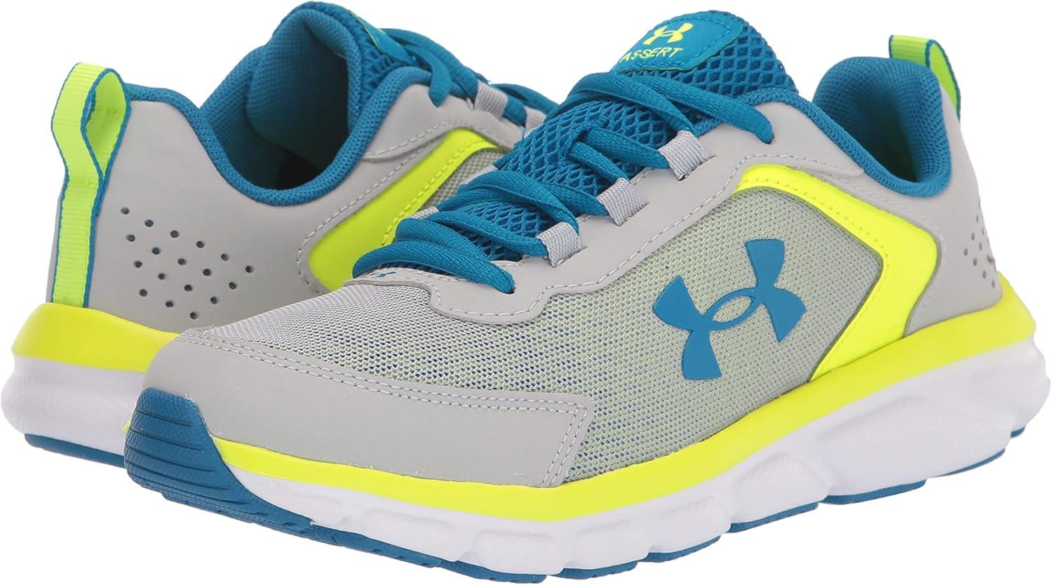 imageUnder Armour UnisexBaby Grade School Assert 9 Running ShoeMod Gray 104Cruise Blue