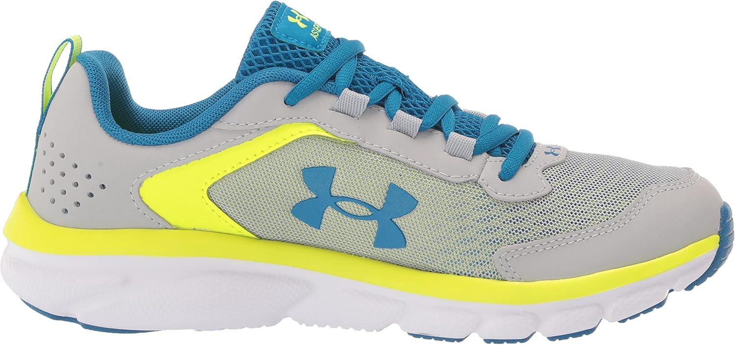 imageUnder Armour UnisexBaby Grade School Assert 9 Running ShoeMod Gray 104Cruise Blue